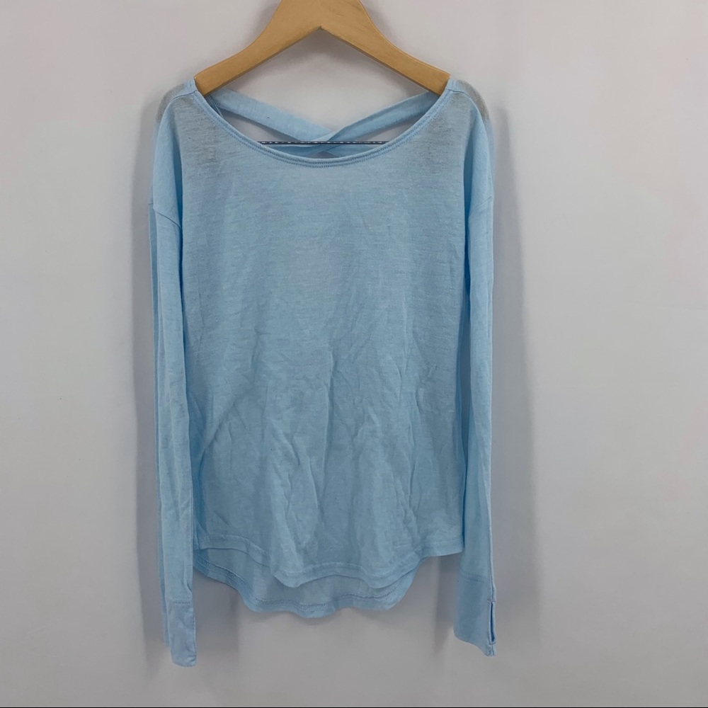Zella girl light blue cross cross back‎ long sleeve